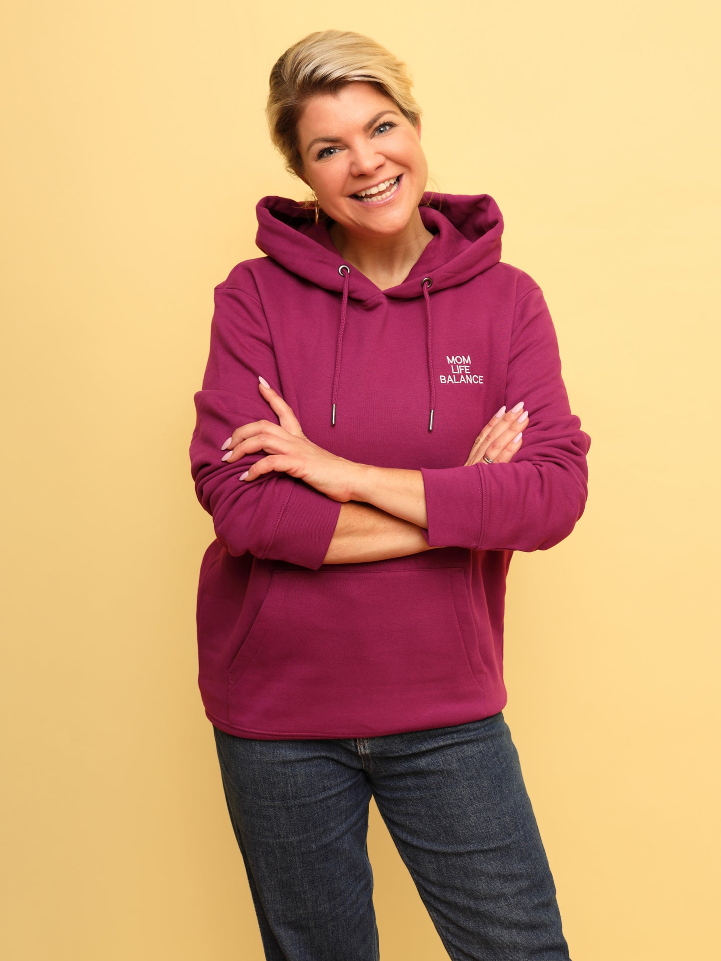 Mom Life Balance Hoodie Stick & Print Wavy