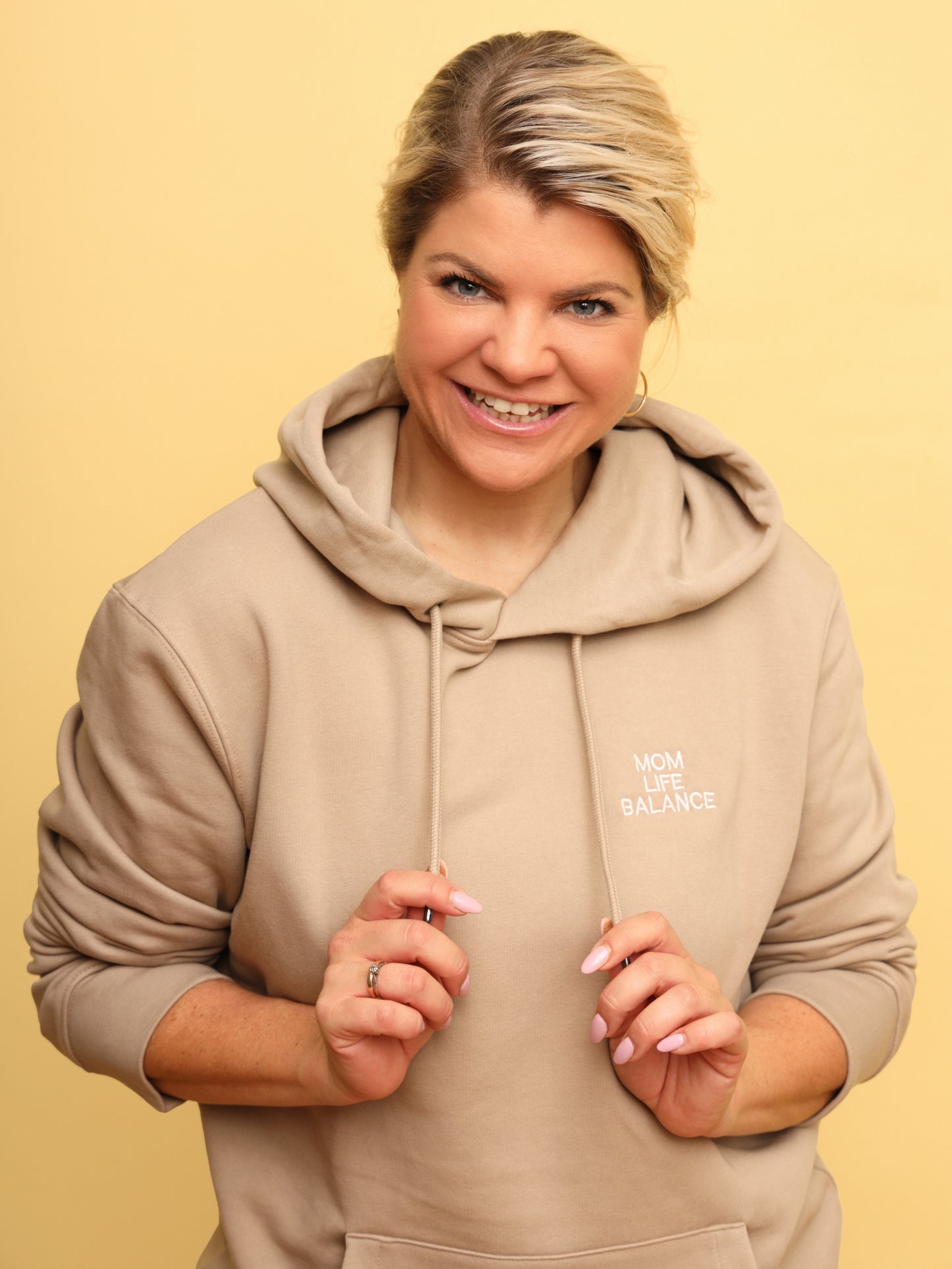 Mom Life Balance Hoodie Stick & Print Wavy