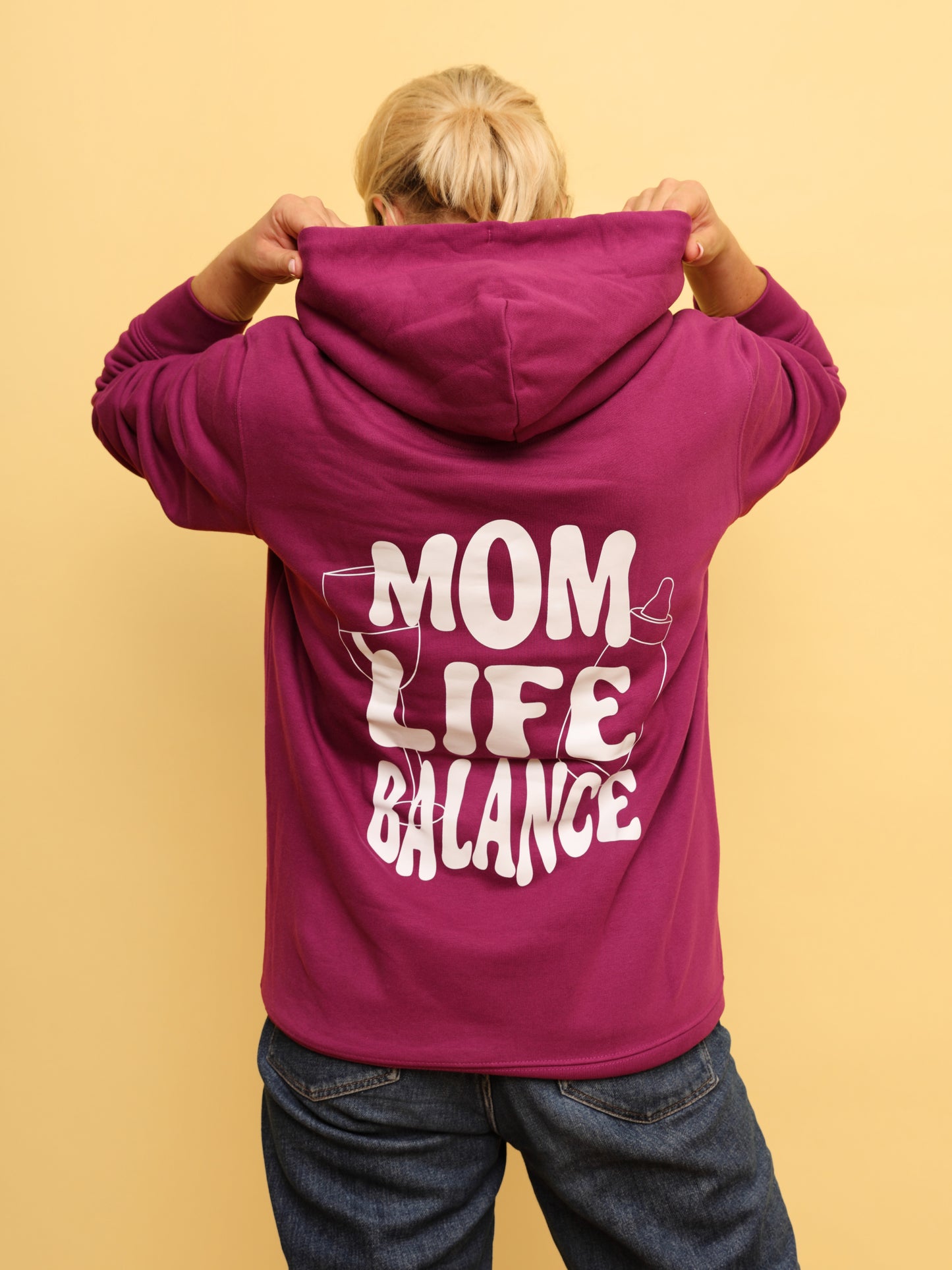 Mom Life Balance Hoodie Stick & Print Wavy