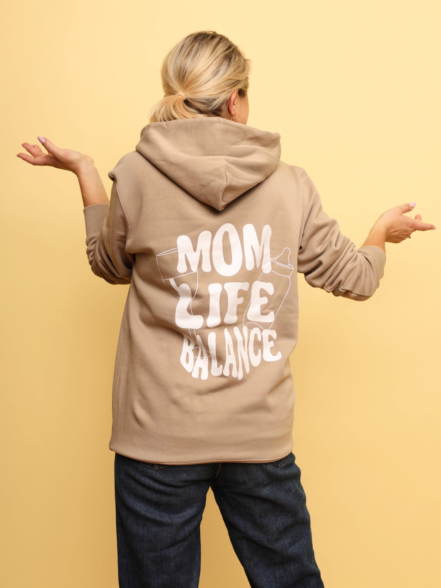 Mom Life Balance Hoodie Stick & Print Wavy